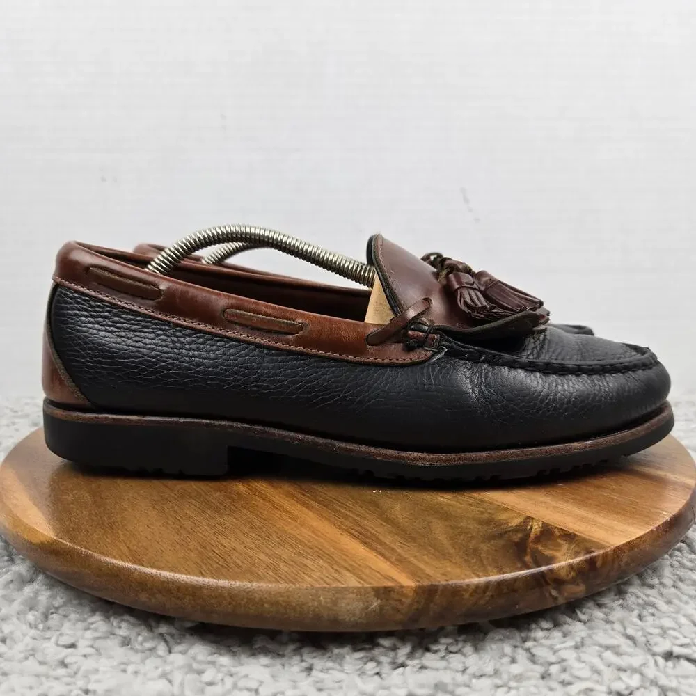 Allen Edmonds Men 10EE Wide Nashua Brown Black Two Tone Kiltie Tassel Loafer